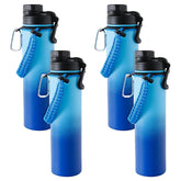 Kuber Industries Water Bottle | Steel Water Bottle for Daily Use | Vacuum Insulated Flask Water Bottle with Rope | Hot & Cold Water Bottle | 720 ML | LX-230604 | Pack of 4 | Aqua Blue